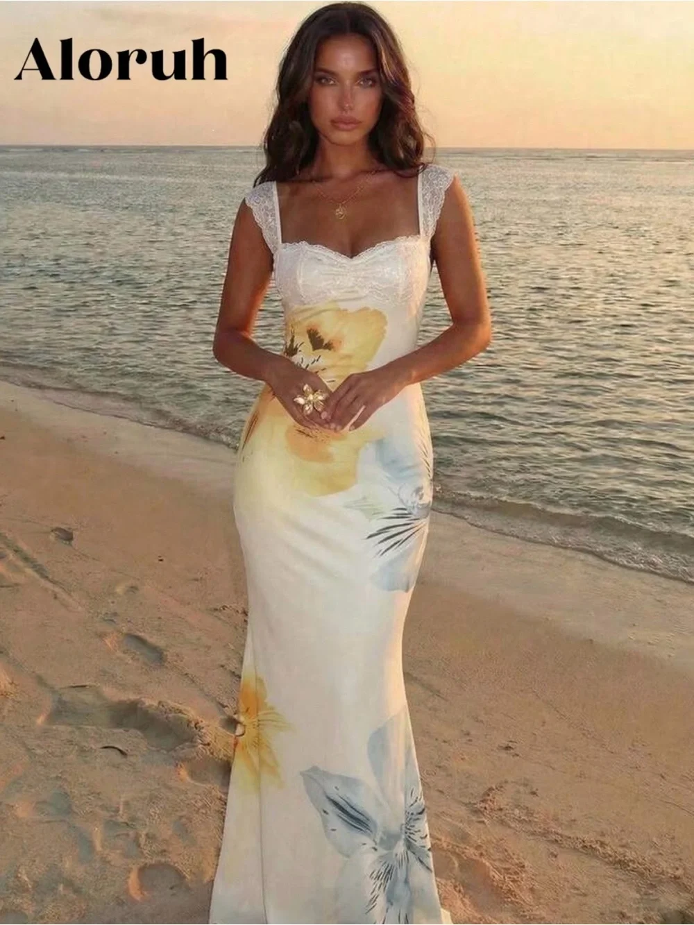SHEIN White Floral Backless Maxi Dress - Picture 3 of 3
